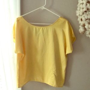 Yellow silk shirt sleeve blouse